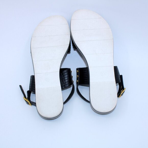 Carlo Pera Double Strap Black Leather Italian Sandals Size 39 - Picture 7 of 8